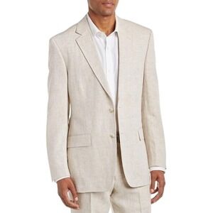 PALM BEACH Brock Natural Linen 2 Button Blazer Sport Coat Jacket Mens XL;48R EUC